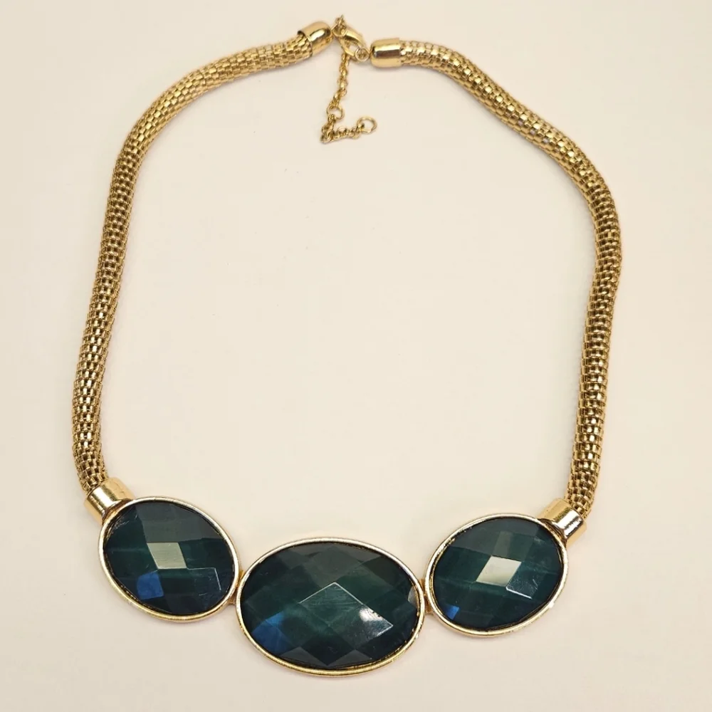 Gold and Green Statement Necklace